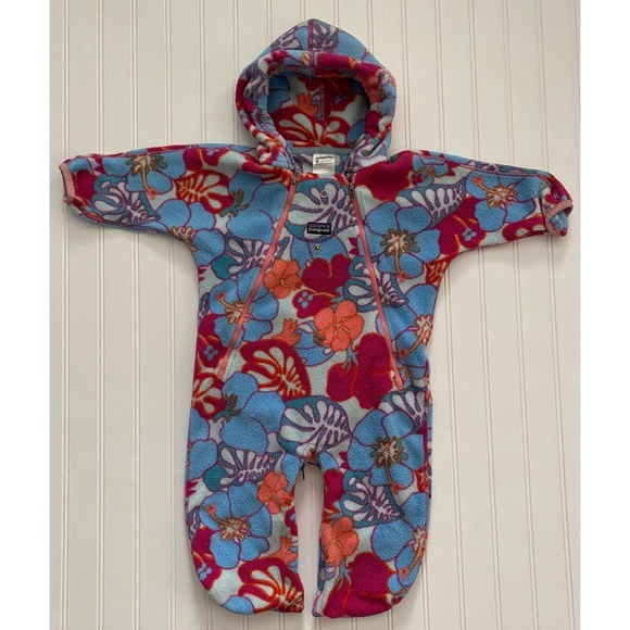 PATAGONIA Vintage 90's Fleece Snow Bunting Suit Blue Baby Infant Size 12 Months
